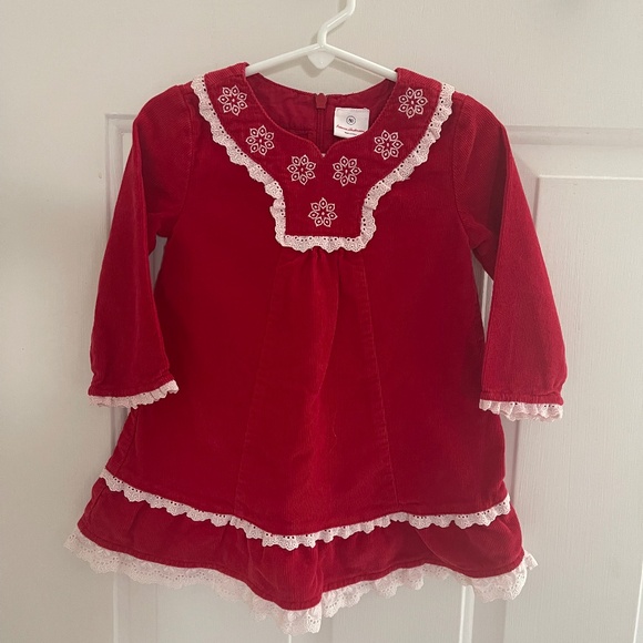 Hanna Andersson Corduroy Red Dress Snow Flake 100 - Picture 1 of 12